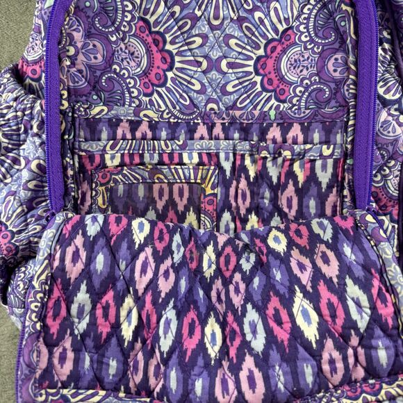 Vera Bradley Campus Tech Backpack Purple Tapestry Bag Bookbag Retired Full Size - Picture 4 of 11